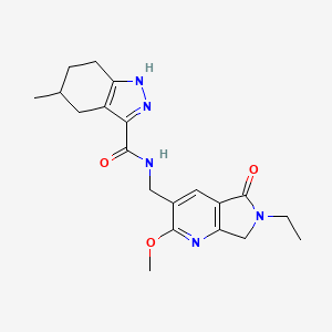 molecular formula C20H25N5O3 B5429606 N-[(6-ethyl-2-methoxy-5-oxo-6,7-dihydro-5H-pyrrolo[3,4-b]pyridin-3-yl)methyl]-5-methyl-4,5,6,7-tetrahydro-2H-indazole-3-carboxamide 