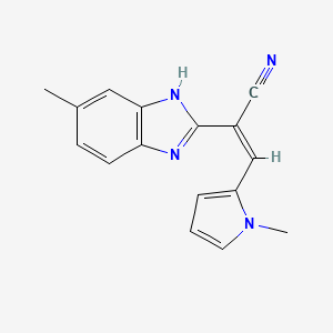molecular formula C16H14N4 B5429761 (2Z)-2-(5-methyl-1H-benzimidazol-2-yl)-3-(1-methyl-1H-pyrrol-2-yl)prop-2-enenitrile 