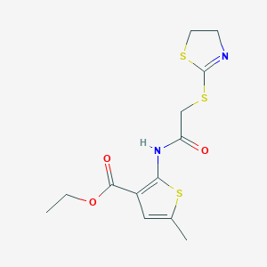 molecular formula C13H16N2O3S3 B5429817 ethyl 2-{[(4,5-dihydro-1,3-thiazol-2-ylthio)acetyl]amino}-5-methyl-3-thiophenecarboxylate 