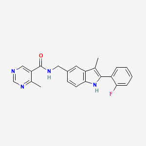 molecular formula C22H19FN4O B5429873 N-{[2-(2-fluorophenyl)-3-methyl-1H-indol-5-yl]methyl}-4-methylpyrimidine-5-carboxamide 