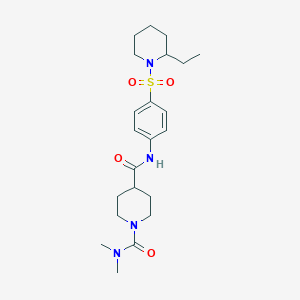 molecular formula C22H34N4O4S B5429877 N~4~-{4-[(2-ethylpiperidin-1-yl)sulfonyl]phenyl}-N~1~,N~1~-dimethylpiperidine-1,4-dicarboxamide 