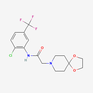 molecular formula C16H18ClF3N2O3 B5430192 N-[2-chloro-5-(trifluoromethyl)phenyl]-2-(1,4-dioxa-8-azaspiro[4.5]dec-8-yl)acetamide 