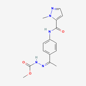 molecular formula C15H17N5O3 B5430269 methyl 2-[1-(4-{[(1-methyl-1H-pyrazol-5-yl)carbonyl]amino}phenyl)ethylidene]hydrazinecarboxylate 
