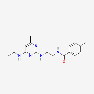 molecular formula C17H23N5O B5430335 N-(2-{[4-(ethylamino)-6-methyl-2-pyrimidinyl]amino}ethyl)-4-methylbenzamide 