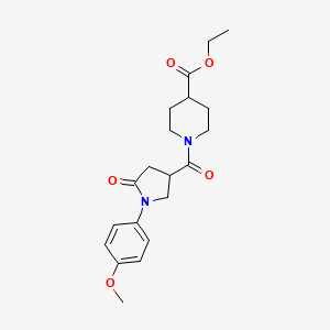 molecular formula C20H26N2O5 B5430572 ethyl 1-[1-(4-methoxyphenyl)-5-oxopyrrolidine-3-carbonyl]piperidine-4-carboxylate 