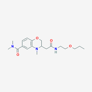 molecular formula C19H29N3O4 B5430586 N,N,4-trimethyl-3-{2-oxo-2-[(2-propoxyethyl)amino]ethyl}-3,4-dihydro-2H-1,4-benzoxazine-6-carboxamide 