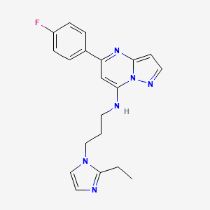 molecular formula C20H21FN6 B5430605 N-[3-(2-ethyl-1H-imidazol-1-yl)propyl]-5-(4-fluorophenyl)pyrazolo[1,5-a]pyrimidin-7-amine 