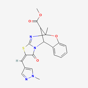 molecular formula C20H18N4O4S B5430707 methyl 9-methyl-13-[(1-methyl-1H-pyrazol-4-yl)methylene]-14-oxo-8-oxa-12-thia-10,15-diazatetracyclo[7.6.1.0~2,7~.0~11,15~]hexadeca-2,4,6,10-tetraene-16-carboxylate 