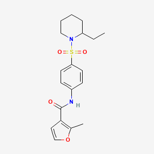 molecular formula C19H24N2O4S B5430793 N-{4-[(2-ethylpiperidin-1-yl)sulfonyl]phenyl}-2-methylfuran-3-carboxamide 