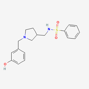 molecular formula C18H22N2O3S B5430834 N-{[1-(3-hydroxybenzyl)pyrrolidin-3-yl]methyl}benzenesulfonamide 