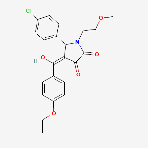 molecular formula C22H22ClNO5 B5430899 5-(4-chlorophenyl)-4-(4-ethoxybenzoyl)-3-hydroxy-1-(2-methoxyethyl)-1,5-dihydro-2H-pyrrol-2-one 