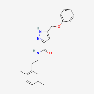 molecular formula C21H23N3O2 B5431061 N-[2-(2,5-dimethylphenyl)ethyl]-5-(phenoxymethyl)-1H-pyrazole-3-carboxamide 