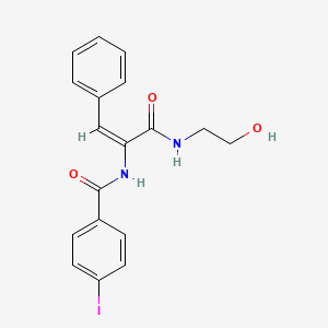 molecular formula C18H17IN2O3 B5431074 N-[(E)-3-(2-hydroxyethylamino)-3-oxo-1-phenylprop-1-en-2-yl]-4-iodobenzamide 