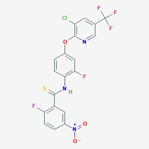 molecular formula C19H9ClF5N3O3S B543123 N-[4-[3-chloro-5-(trifluoromethyl)pyridin-2-yl]oxy-2-fluorophenyl]-2-fluoro-5-nitrobenzenecarbothioamide 