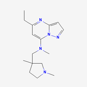 molecular formula C16H25N5 B5431311 N-[(1,3-dimethyl-3-pyrrolidinyl)methyl]-5-ethyl-N-methylpyrazolo[1,5-a]pyrimidin-7-amine 