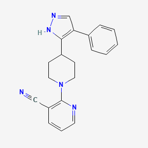 molecular formula C20H19N5 B5431429 2-[4-(4-phenyl-1H-pyrazol-5-yl)piperidin-1-yl]pyridine-3-carbonitrile 
