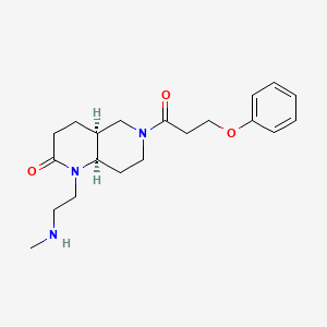molecular formula C20H29N3O3 B5431493 rel-(4aS,8aR)-1-[2-(methylamino)ethyl]-6-(3-phenoxypropanoyl)octahydro-1,6-naphthyridin-2(1H)-one hydrochloride 