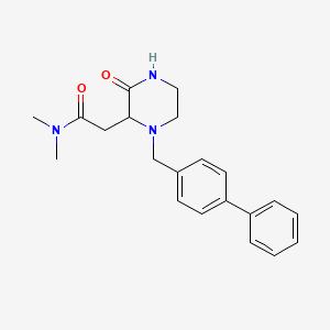 molecular formula C21H25N3O2 B5431519 2-[1-(4-biphenylylmethyl)-3-oxo-2-piperazinyl]-N,N-dimethylacetamide 