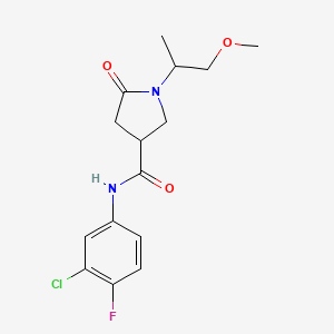 molecular formula C15H18ClFN2O3 B5431584 N-(3-chloro-4-fluorophenyl)-1-(1-methoxypropan-2-yl)-5-oxopyrrolidine-3-carboxamide 