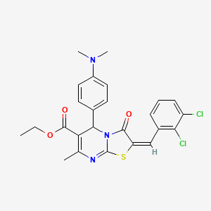 molecular formula C25H23Cl2N3O3S B5431650 ethyl (2E)-2-[(2,3-dichlorophenyl)methylidene]-5-[4-(dimethylamino)phenyl]-7-methyl-3-oxo-5H-[1,3]thiazolo[3,2-a]pyrimidine-6-carboxylate 