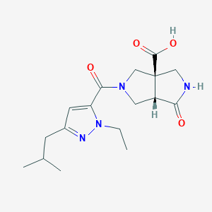 molecular formula C17H24N4O4 B5431862 (3aS,6aR)-5-[2-ethyl-5-(2-methylpropyl)pyrazole-3-carbonyl]-3-oxo-2,3a,4,6-tetrahydro-1H-pyrrolo[3,4-c]pyrrole-6a-carboxylic acid 