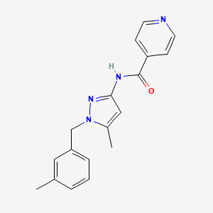 molecular formula C18H18N4O B5434927 N-[5-methyl-1-[(3-methylphenyl)methyl]pyrazol-3-yl]pyridine-4-carboxamide 