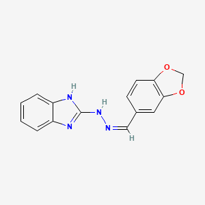 molecular formula C15H12N4O2 B5434972 N-[(Z)-1,3-benzodioxol-5-ylmethylideneamino]-1H-benzimidazol-2-amine 