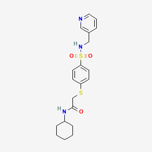 molecular formula C20H25N3O3S2 B5435029 N-cyclohexyl-2-[4-(pyridin-3-ylmethylsulfamoyl)phenyl]sulfanylacetamide 