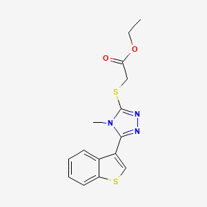 molecular formula C15H15N3O2S2 B5435047 ETHYL 2-{[5-(1-BENZOTHIOPHEN-3-YL)-4-METHYL-4H-1,2,4-TRIAZOL-3-YL]SULFANYL}ACETATE 