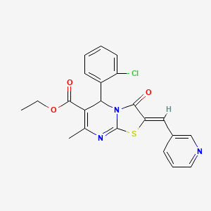 molecular formula C22H18ClN3O3S B5435173 ethyl (2Z)-5-(2-chlorophenyl)-7-methyl-3-oxo-2-(pyridin-3-ylmethylidene)-5H-[1,3]thiazolo[3,2-a]pyrimidine-6-carboxylate 