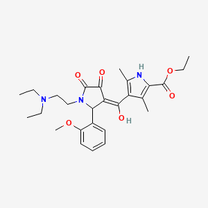 molecular formula C27H35N3O6 B5435419 ethyl 4-[(E)-[1-[2-(diethylamino)ethyl]-2-(2-methoxyphenyl)-4,5-dioxopyrrolidin-3-ylidene]-hydroxymethyl]-3,5-dimethyl-1H-pyrrole-2-carboxylate 