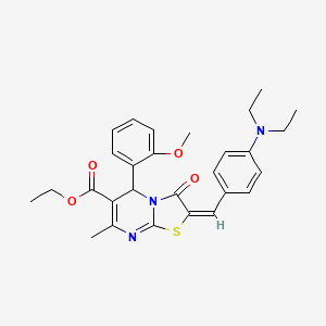 molecular formula C28H31N3O4S B5435803 ethyl (2E)-2-[4-(diethylamino)benzylidene]-5-(2-methoxyphenyl)-7-methyl-3-oxo-2,3-dihydro-5H-[1,3]thiazolo[3,2-a]pyrimidine-6-carboxylate 