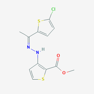 molecular formula C12H11ClN2O2S2 B5436486 methyl 3-[(2Z)-2-[1-(5-chlorothiophen-2-yl)ethylidene]hydrazinyl]thiophene-2-carboxylate 