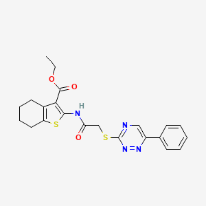 molecular formula C22H22N4O3S2 B5436521 ETHYL 2-({2-[(6-PHENYL-1,2,4-TRIAZIN-3-YL)SULFANYL]ACETYL}AMINO)-4,5,6,7-TETRAHYDRO-1-BENZOTHIOPHENE-3-CARBOXYLATE 