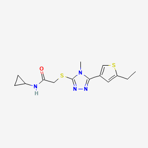 molecular formula C14H18N4OS2 B5436985 N-CYCLOPROPYL-2-{[5-(5-ETHYL-3-THIENYL)-4-METHYL-4H-1,2,4-TRIAZOL-3-YL]SULFANYL}ACETAMIDE 