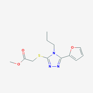 molecular formula C12H15N3O3S B5437284 METHYL 2-{[5-(2-FURYL)-4-PROPYL-4H-1,2,4-TRIAZOL-3-YL]SULFANYL}ACETATE 