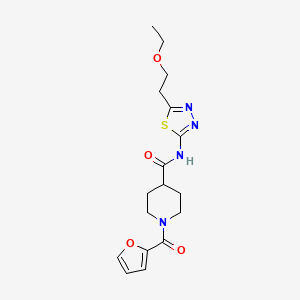 molecular formula C17H22N4O4S B5437327 N-[5-(2-ethoxyethyl)-1,3,4-thiadiazol-2-yl]-1-(furan-2-carbonyl)piperidine-4-carboxamide 