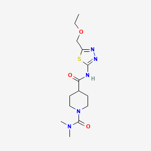 molecular formula C14H23N5O3S B5437335 N~4~-[5-(ethoxymethyl)-1,3,4-thiadiazol-2-yl]-N~1~,N~1~-dimethylpiperidine-1,4-dicarboxamide 
