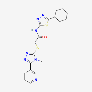 molecular formula C18H21N7OS2 B5437429 N-(5-CYCLOHEXYL-1,3,4-THIADIAZOL-2-YL)-2-{[4-METHYL-5-(3-PYRIDINYL)-4H-1,2,4-TRIAZOL-3-YL]SULFANYL}ACETAMIDE 