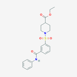 molecular formula C21H24N2O5S B5437834 Ethyl 1-[3-(phenylcarbamoyl)phenyl]sulfonylpiperidine-4-carboxylate 