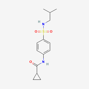 molecular formula C14H20N2O3S B5438153 N-{4-[(2-methylpropyl)sulfamoyl]phenyl}cyclopropanecarboxamide 