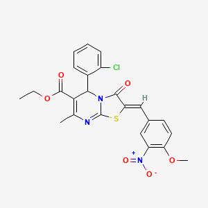 molecular formula C24H20ClN3O6S B5438584 ethyl (2Z)-5-(2-chlorophenyl)-2-[(4-methoxy-3-nitrophenyl)methylidene]-7-methyl-3-oxo-5H-[1,3]thiazolo[3,2-a]pyrimidine-6-carboxylate 