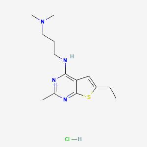 molecular formula C14H23ClN4S B5438711 N-(6-ethyl-2-methylthieno[2,3-d]pyrimidin-4-yl)-N',N'-dimethylpropane-1,3-diamine;hydrochloride 