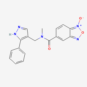 molecular formula C18H15N5O3 B5439102 N-methyl-1-oxido-N-[(5-phenyl-1H-pyrazol-4-yl)methyl]-2,1,3-benzoxadiazol-1-ium-5-carboxamide 