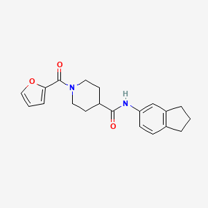 molecular formula C20H22N2O3 B5439139 N-(2,3-dihydro-1H-inden-5-yl)-1-(furan-2-carbonyl)piperidine-4-carboxamide 