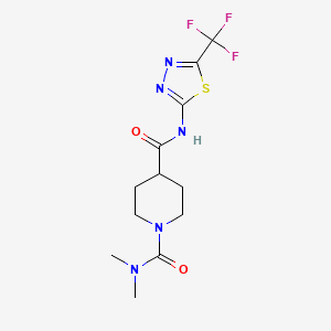 molecular formula C12H16F3N5O2S B5439253 N~1~,N~1~-dimethyl-N~4~-[5-(trifluoromethyl)-1,3,4-thiadiazol-2-yl]piperidine-1,4-dicarboxamide 