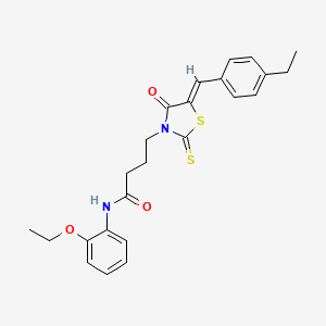 molecular formula C24H26N2O3S2 B5439254 N-(2-ethoxyphenyl)-4-[(5Z)-5-(4-ethylbenzylidene)-4-oxo-2-thioxo-1,3-thiazolidin-3-yl]butanamide 