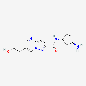 molecular formula C14H19N5O2 B5439373 N-[(1R,3R)-3-aminocyclopentyl]-6-(2-hydroxyethyl)pyrazolo[1,5-a]pyrimidine-2-carboxamide 