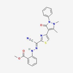 molecular formula C24H20N6O3S B5439541 METHYL 2-{[(E)-{CYANO[4-(1,5-DIMETHYL-3-OXO-2-PHENYL-2,3-DIHYDRO-1H-PYRAZOL-4-YL)-1,3-THIAZOL-2-YL]METHYLIDENE}AMINO]AMINO}BENZOATE 