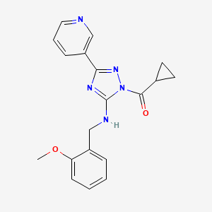 molecular formula C19H19N5O2 B5439831 cyclopropyl{5-[(2-methoxybenzyl)amino]-3-(pyridin-3-yl)-1H-1,2,4-triazol-1-yl}methanone 